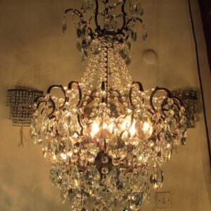 VİNTAGE French Spider style Crystals Chandelier, Brass Ceiling Lamp, Lighting